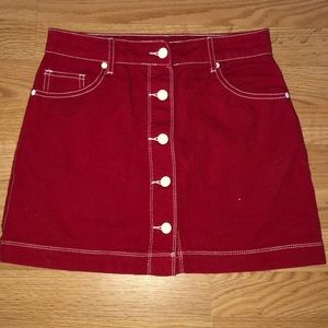 Forever 21 Red Denim button-down mini skirt